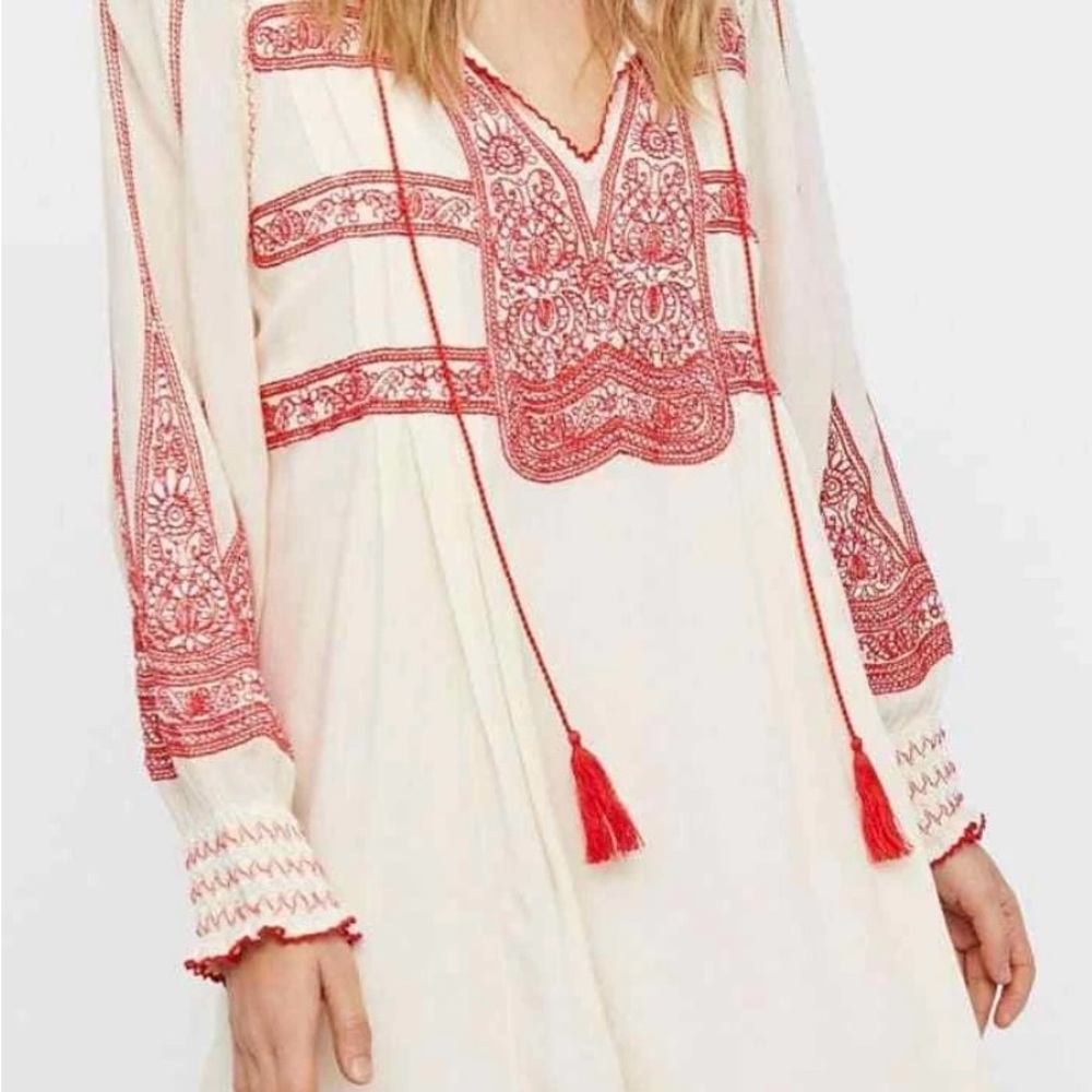 Free People Womens Wind Willow Peasant Mini Dress Size Medium Boho Flowy Hippie